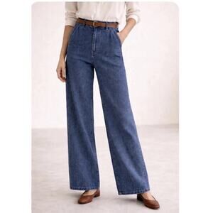 Jenni Kayne High Rise Wide Leg Denim Trouser Jeans – Vintage Blue Sz 4 Tailored
